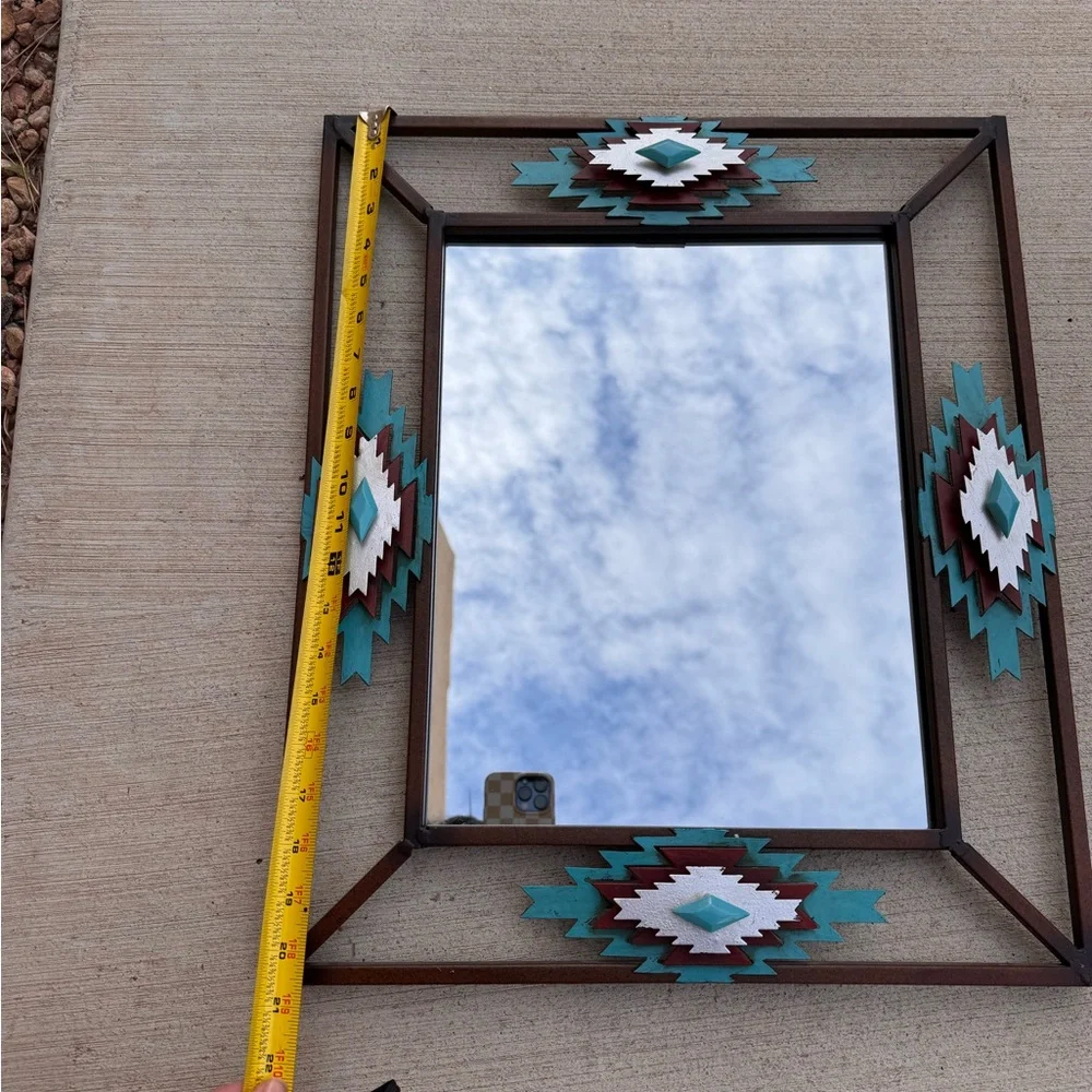 Southwestern style metal mirror